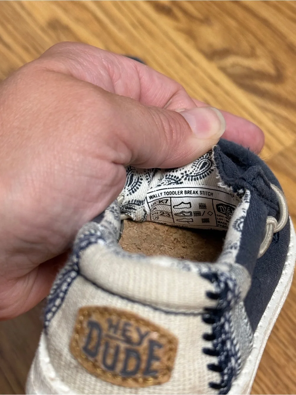 Hey Dude Kids Navy Canvas Slip-On with Patterned Trim